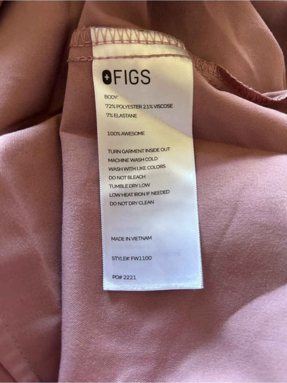 FIGS Casma 3-Pocket Scrub Top Dusty Mauve Pink Size S - Picture 2 of 2